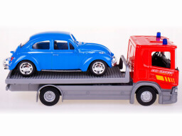 Welly odtahovka Scania P320 + Volkswagen Beetle 1:43